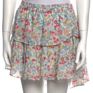 LoveShackFancy Floral Tiered Ruffle skirt size x-small